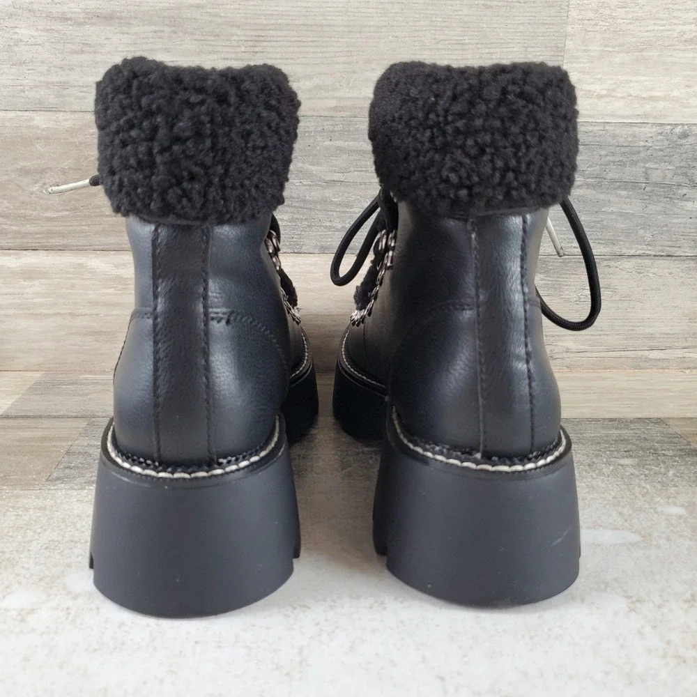 Steve Madden Cyclone Womens Winter Boots Sz 5.5 M Black Paris Faux-Shearling